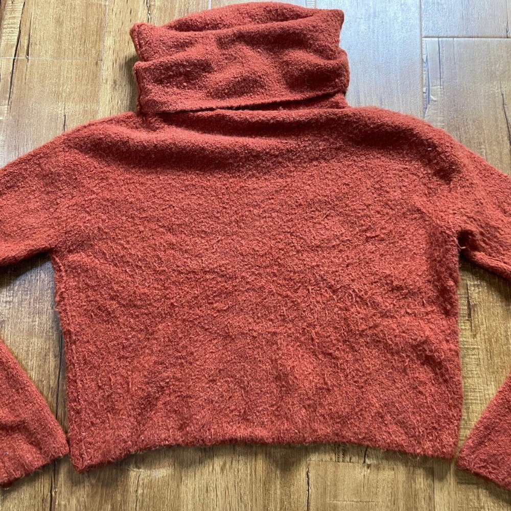 Free People Revolve Women's Large L Burnt Orange Cowl Neck Crop Sweater - Picture 2 of 8